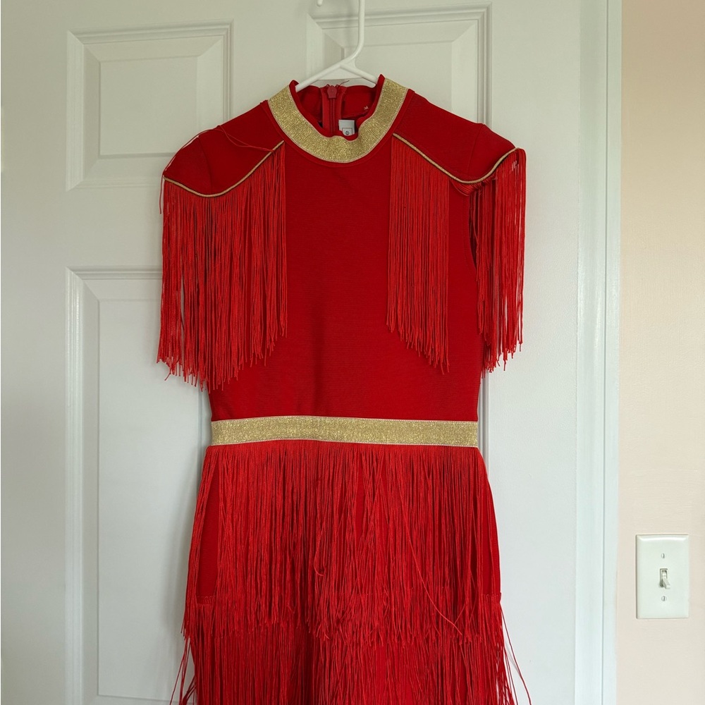 Elegant Red Fringe Mini Dress